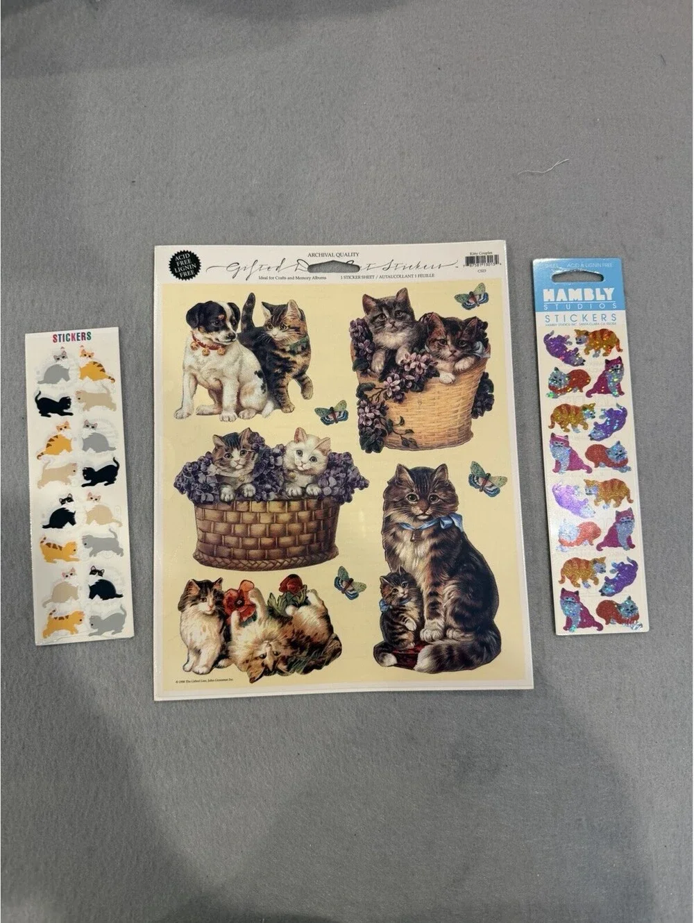 Vtg Cat Stickers Set Of 3 Packs New Sealed
